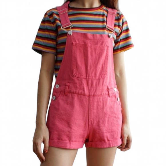 Urban Outfitters BDG Leila Denim Shortall Overalls Pink Denim Women's Sz Medium - Picture 10 of 10